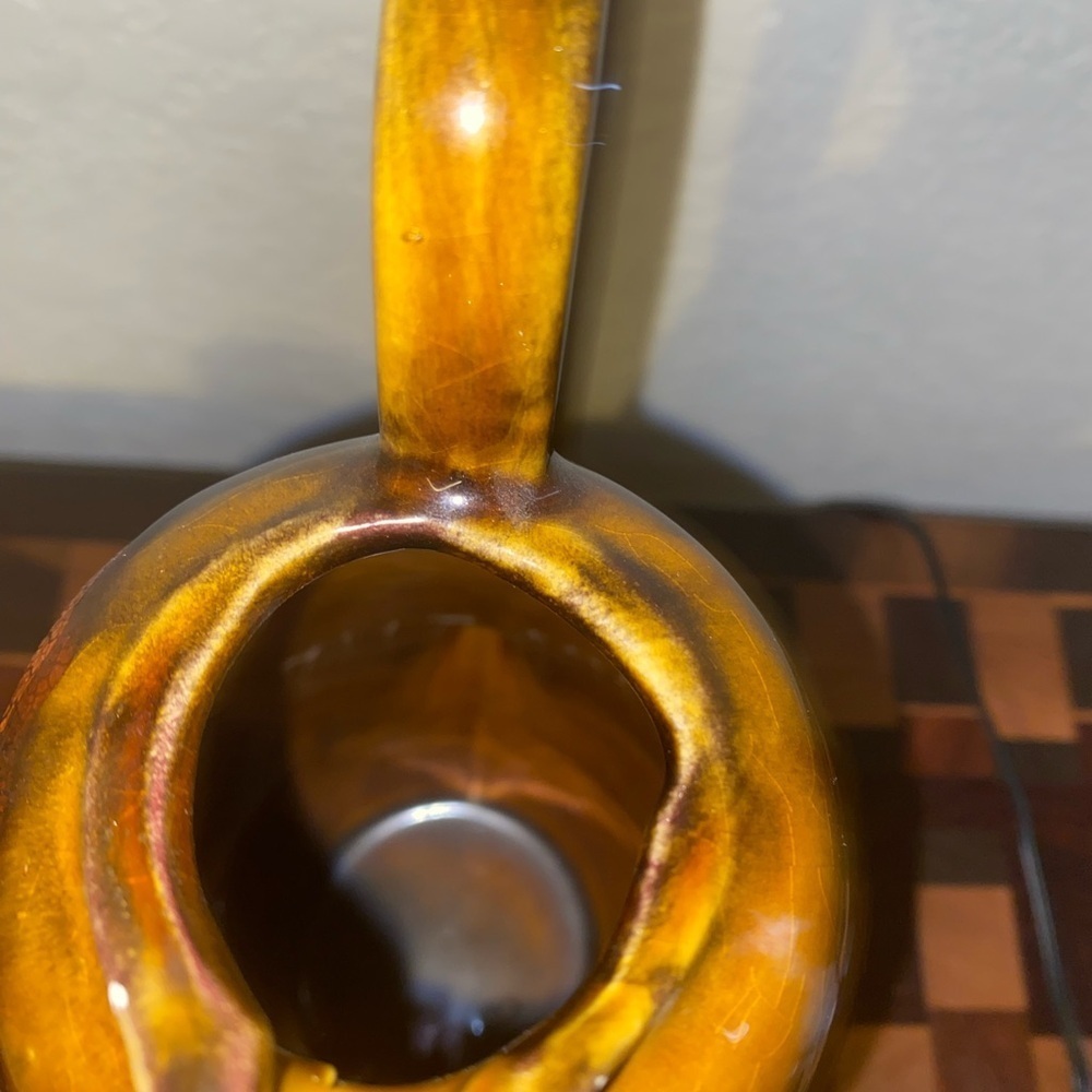 Vintage Royal Haeger Earth Wrap Lava Drip Glaze MCM Art Deco Brown Pitcher 9”H - Picture 7 of 10